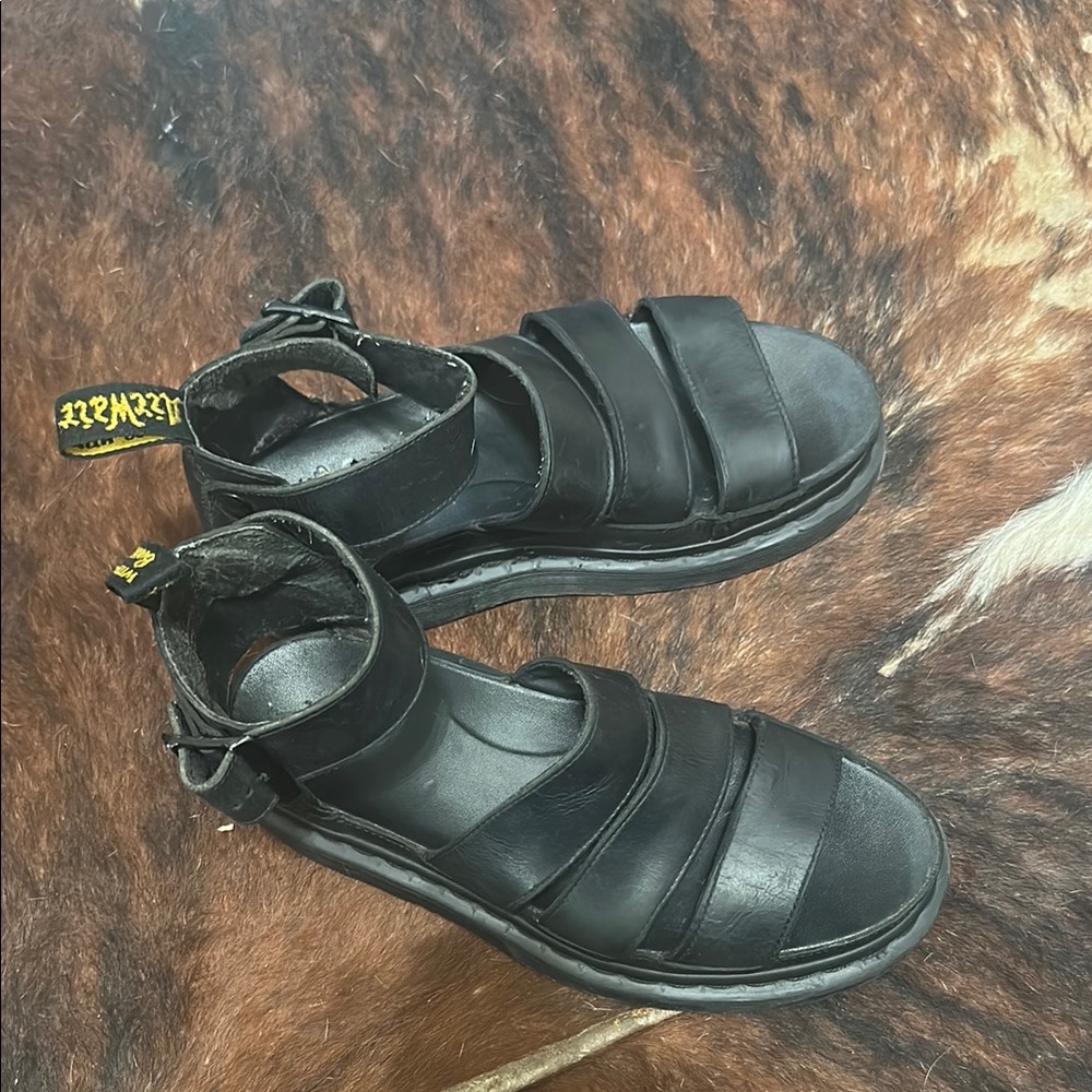 Dr. Martens Black Platform Shoes with Thick Straps